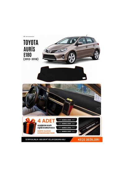 Toyota Aurıs E180 2012-2018 Uyumlu Torpido Örtüsü, Torpido Kılıfı - Siyah-bej - To006