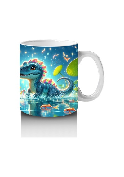 Çocuklara Sütü Sevdiren Nilüfer Gölü Dinozoru Kupa Bardak Renkli