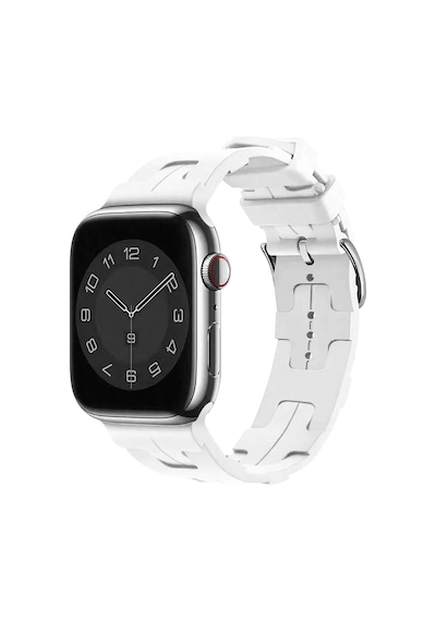 Ekılıf - Apple Uyumlu  Watch 44mm - Kordon Silikon Kordon Krd-92 - Beyaz