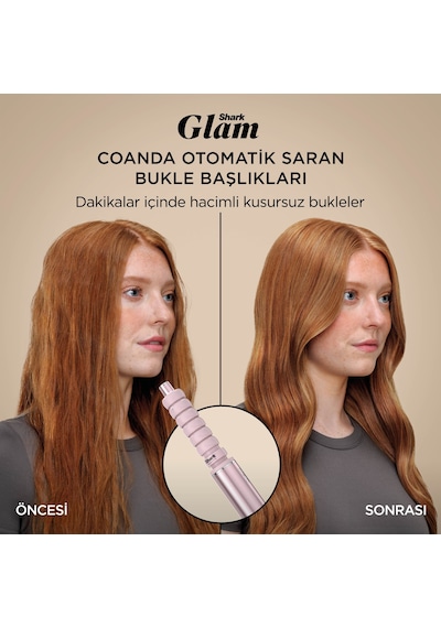 Shark Glam 5 Başlıklı Düz,dalgalı Ve Bukleli Çok Amaçlı Saç Şekillendirici - Pembe