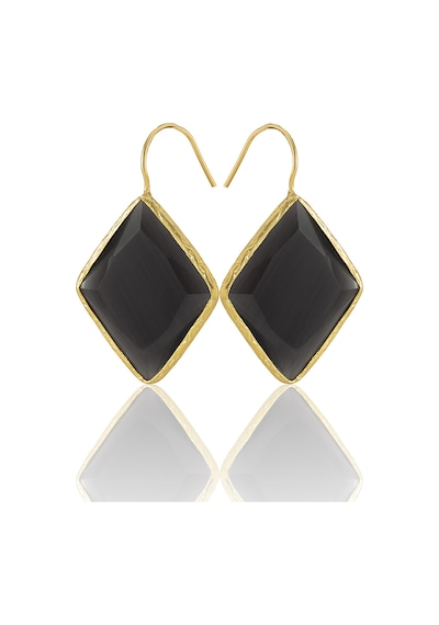 Kadir Jewellery 22 Ayar Altın Kaplama Vintage Küpe -el İşçiliği Ve Hipoalerjenik Küpe Siyah 08777780