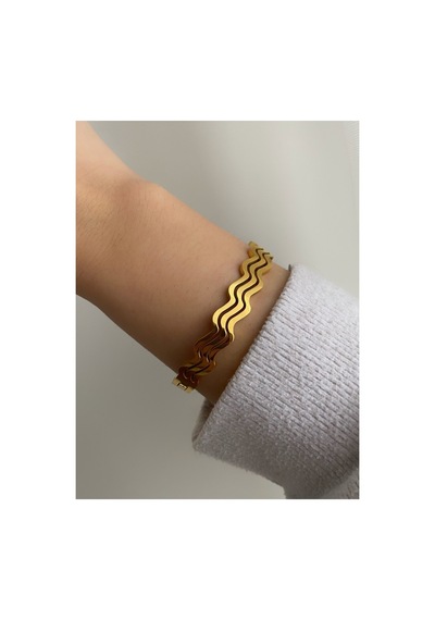 Çelik Rose Gold Zigzag Glorya Kelepçe -kararma Yapmaz Altın 10std Paslanmaz Çelik Pembe