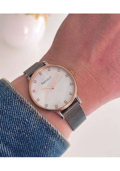 Ferrucci Fcf241100 Hasır Çelik Kordon Füme Kadın Kol Saati Rose Gold