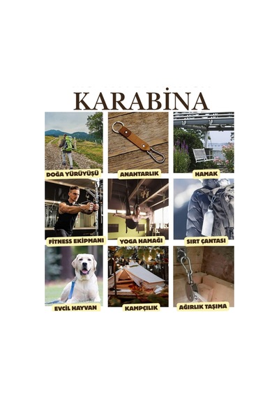 5 Adet 8 Mm Kilitli Karabina Paslanmaz Çelik Karabina Kamp Ekipmanı Tırmanma Dağcılık Salıncak Hamak Gümüş Gümüş