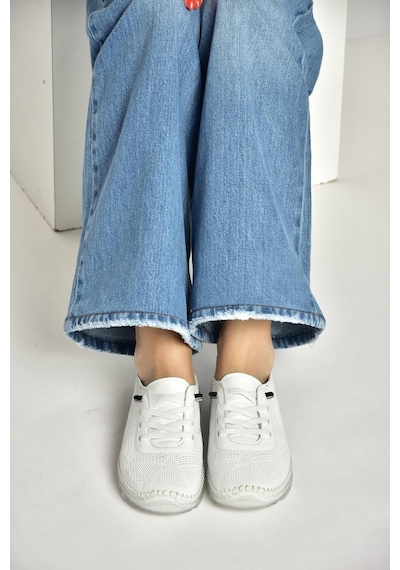 Fox Shoes Y555024103 Beyaz Hakiki Deri Comfort Ortopedik Taban Kadın Ayakkabı Beyaz