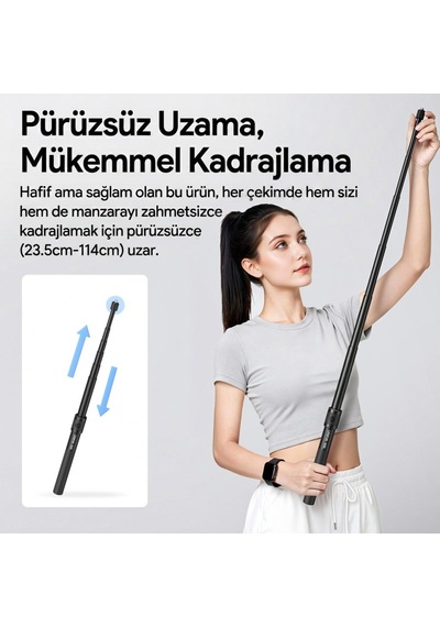 Ulanzi Vl04 Aksiyon Kamera Uzatma Çubuğu Quick Release Selfie Stick - S026 Siyah