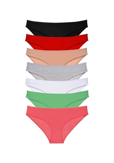 Hubrendy Tedarik 7 Adet Süper Eko Set Likralı Kadın Slip Külot Set 3 Çok Renkli