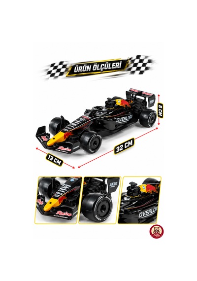 Oyuncak Uzaktan Kumandalı Formula 1 Rc Drift Yarış Arabası 20 Km/sa Hız, Hassas Gaz Kontrolü, Led Işık Ve Type-c Şarj Siyah