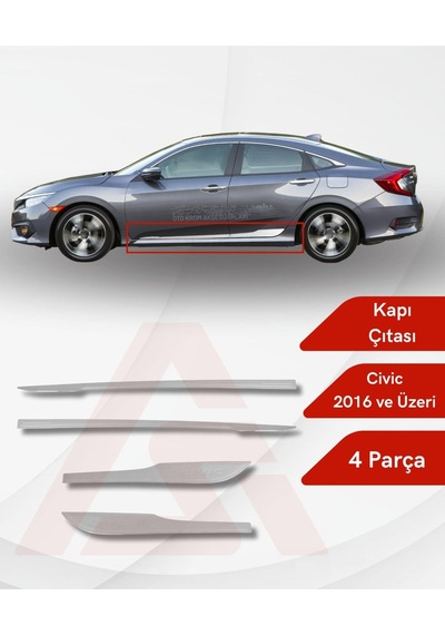 Honda Civic Fc5 2016 Sonrası Yan Kapı Çıtası Krom Yazılı 4 Prç. P.çelik