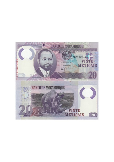 Mozambik 20 Metıcaıs 2017 Polymer, P 149b, Çil, Eski Yabancı Kağıt Para
