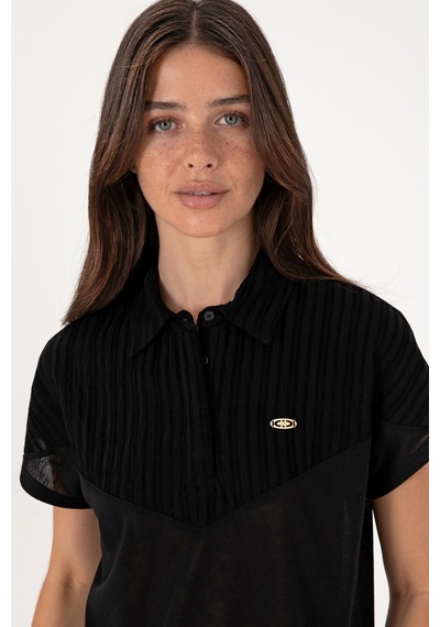 U.S. Polo Assn. Kadın Siyah Polo Yaka Tişört 50300663-VR046