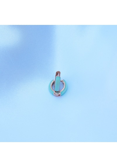 Yeşil Mine Işli Rose Gold Kaplama Halka Gümüş Küpe
