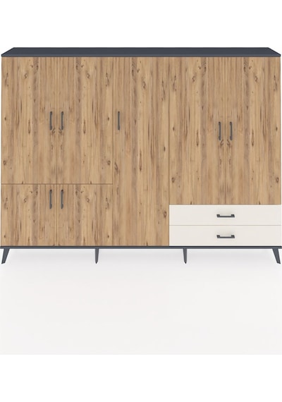 Arges Dolap 12 Raflı 2 Çekmeceli 7 Kapaklı 220x30x163 Antrasit-ça Antrasit-çam/aytaşı Arges Dolap 12 Raflı 2 Çekmeceli 7 Kapaklı 220x30x163 Antrasit-ça Antrasit-çam/aytaşı