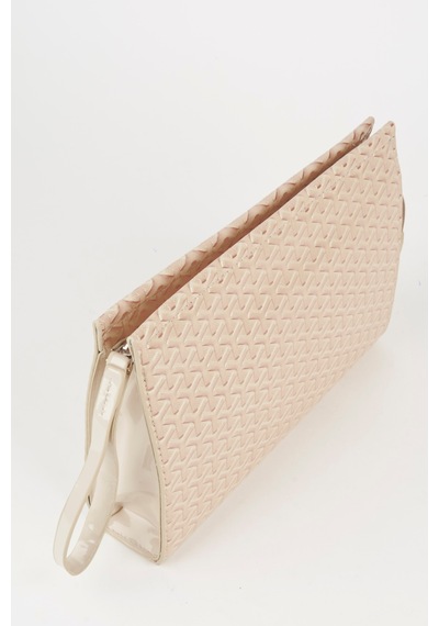 Vivaq Kadın Petunya Dokulu Krem Astarlı Suni Deri Bilek Askılı Portföy El Ve Clutch Çanta