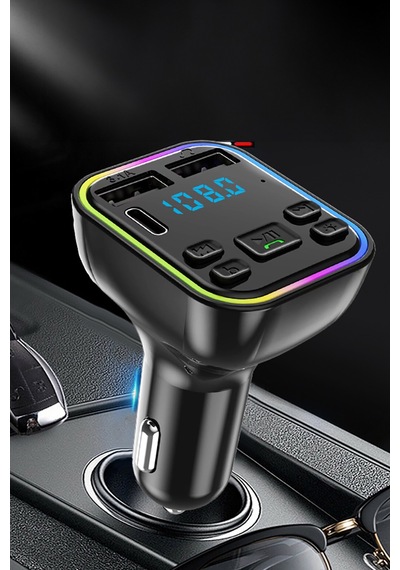 Fm Handsfree Bluetooth Modülatör Mp3 Player Type-c Çıkışlı Araç Şarj Aleti