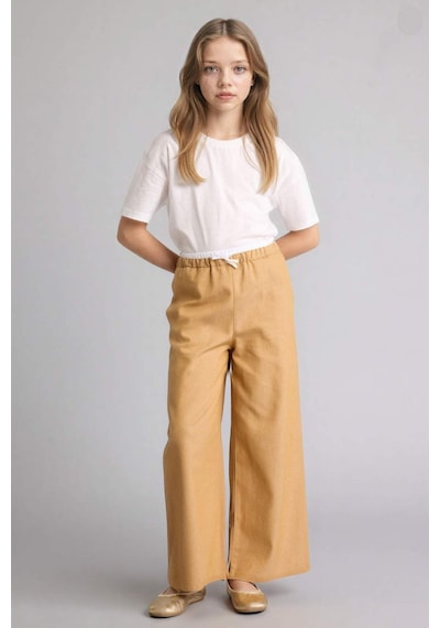 Defacto Wıde Leg Jean Görünümlü Pantolon Kız Çocuk G6814a826smbg399 Bej-bg399