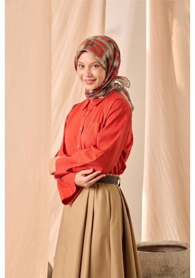 Silk Home Soft Eşarp 73096-11 Yeşil, Bordo, Narçiçeği, Gümüş
