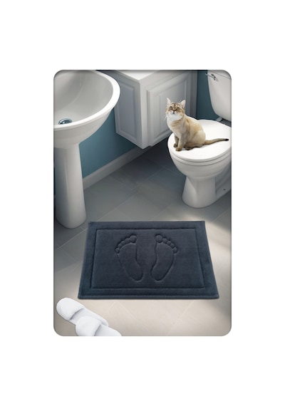 Buççin Online Mağaza Pamuk Dokuma Su Emici Banyo Paspası Ayak 60x40 Cm Antrasit Orta 6 - 12 Mm Pamuk Polyester Gri Çok Renkli