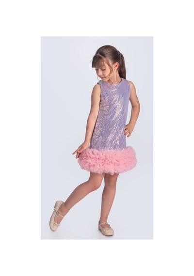 Mnk Baby & Kids Pul Payet İfestos Taçlı Tütü Çocuk Özel Gün Abiye M00743 Lila