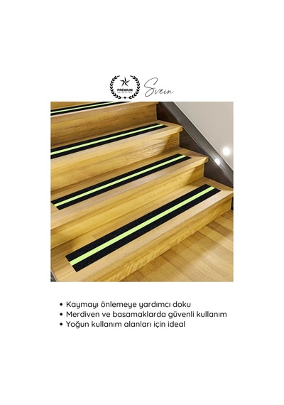 Bant 2 Adet Fosforlu Kaydırmaz Merdiven Bandı 5 Cm X 3 M Fotolümenli Yeşil Zemin Güvenlik Basamak