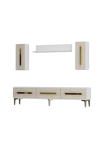 Tvr1804btg Rany Tv Ünitesi Takımı Beyaz-traverten-gold 180cm Beyaz - Traverten - Altın Tvr1804btg Rany Tv Ünitesi Takımı Beyaz-traverten-gold 180cm Beyaz - Traverten - Altın