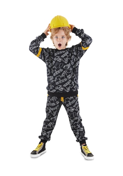 Denokids Arabalar Erkek Çocuk Siyah Eşofman Takım Renkli Çok Renkli