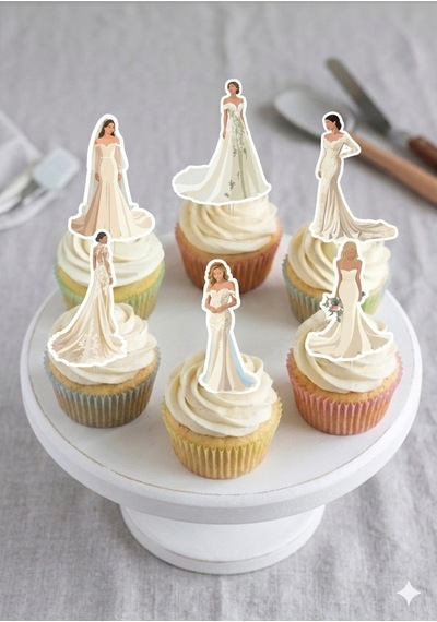 12 Li Gelin Temalı Konsept Cupcake Süsü Kürdan Süs Topper