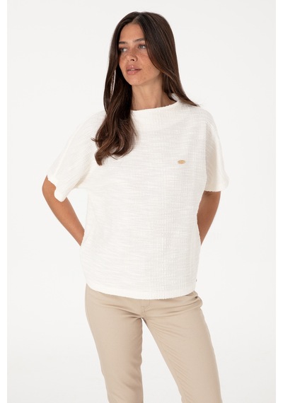 U.S. Polo Assn.  Kadın Ekru Dik Yaka Tişört 50305889-VR019