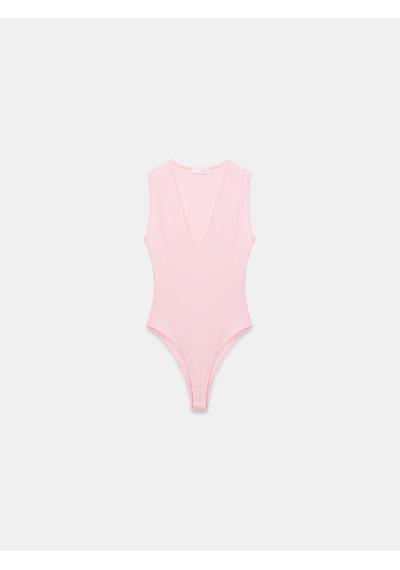 Dilvin 32835 V Yaka Bodysuit-toz Pembe