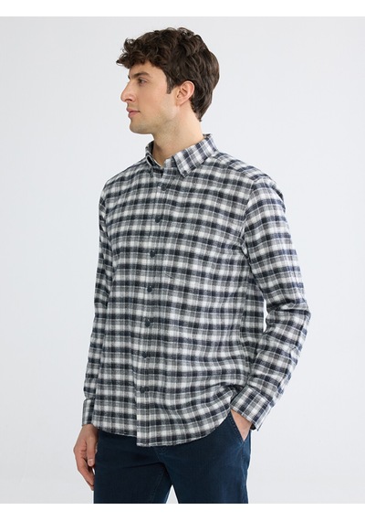 Lcwaıkıkı Classic Gri Regular Fit Ekose Gabardin Erkek Gömlek