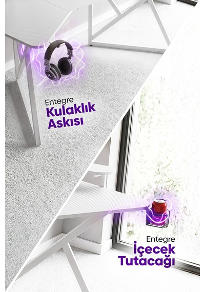 Vortex Kanatlı Oyuncu Masası Beyaz