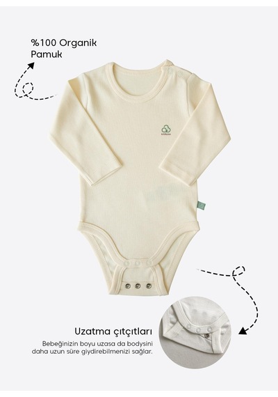 Kitikate Organik New Basic Uzayan Uzun Kol Body Natural Naturel