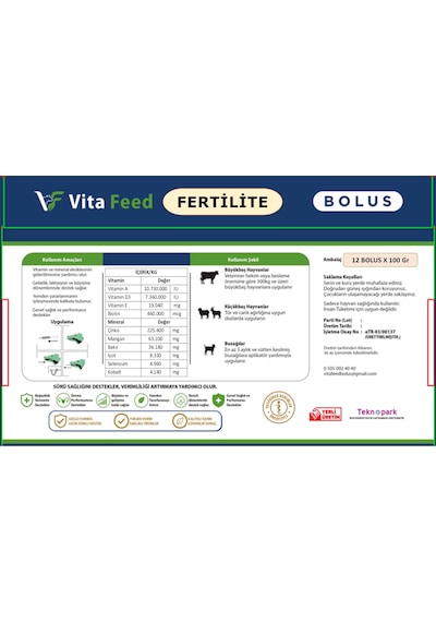 Vita Feed Fertilite Bolus 100 Gr 12 Adet