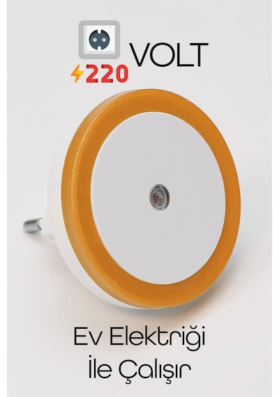 Yuvarlak Otomatik Gece Lambası Işığa Duyarlı Karanlık Ldr Sensörlü Koridor Turuncu Gc01 Turuncu