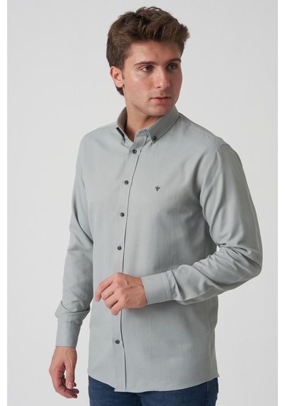 White Stone Barcelos G2514 Slim Fit Gömlek Desenli Gri