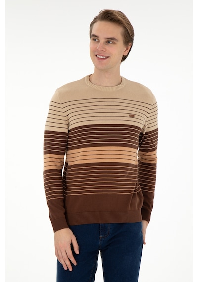U.S. Polo Assn. Erkek Slim Fit Bisiklet Yaka Kahverengi Kazak 50297071-VR029