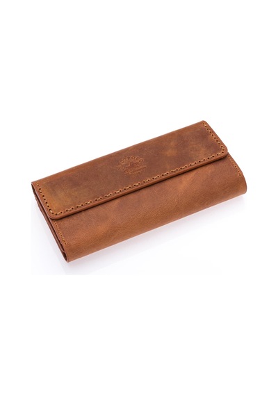 Westpolo Malone Unisex Hakiki Eskitme Deri Telefon Bölmeli El Portföyü Cüzdan - G2 Taba Taba