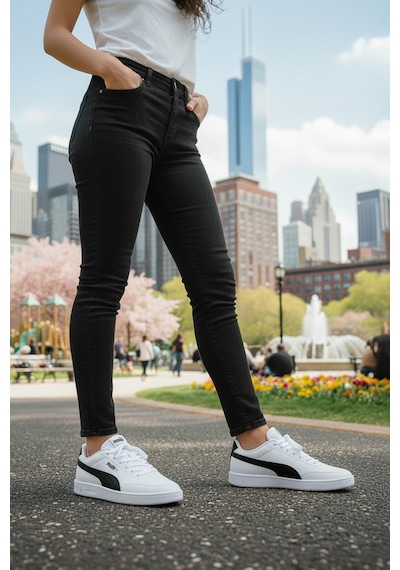 Puma Court Classic Clean Beyaz Kadın Sneaker 000000000102266983 Beyaz-sıyah