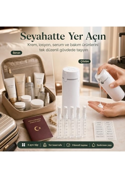 Unikit Seyahat Kiti - Makyaj Serum Diş Macunu Şampuan El Kremi Seyahat Kutusu - Uçak İçin Uygun Sıvı Tüpü Ve Spor...