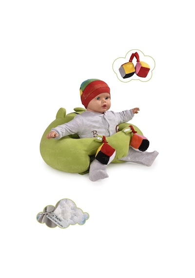 Oyuncaklı Bebek Oturma Destek Minderi - Devrilmez Bebek Koltuğu - Büyük Bebek Oturağı Yeşil