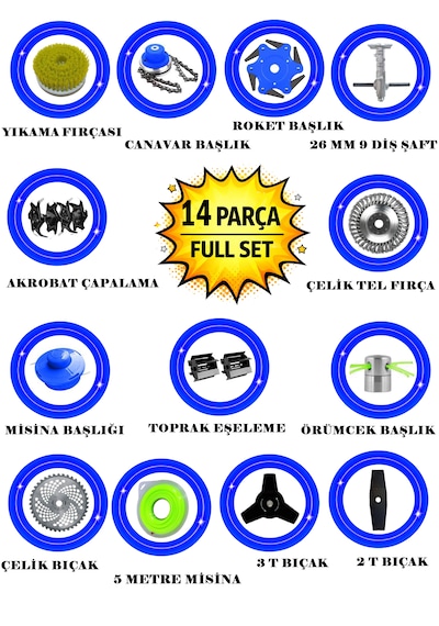 Prowackers German Vrx-750 Force Sırt Tırpan+ Akrobat Çapalama + Toprak Eşeleme 14 Parça Full Setli