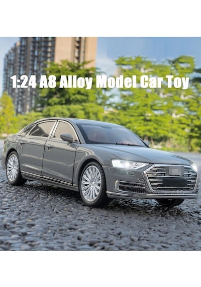 Scowetto Audi A8 Long Quattro Tarzı 1:24 Metal Araba Diecast Audı 6 Kapı Bagaj Kaput Koleksiyon Model Gri