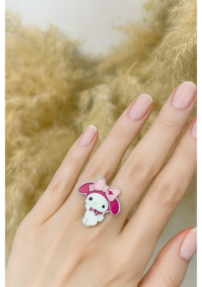 Sevimli Karakter My Melody Pembe Yüzük Neşenin, Dostluğun Ve Tatlı Zarafetin Simgesi Gümüş - Gri