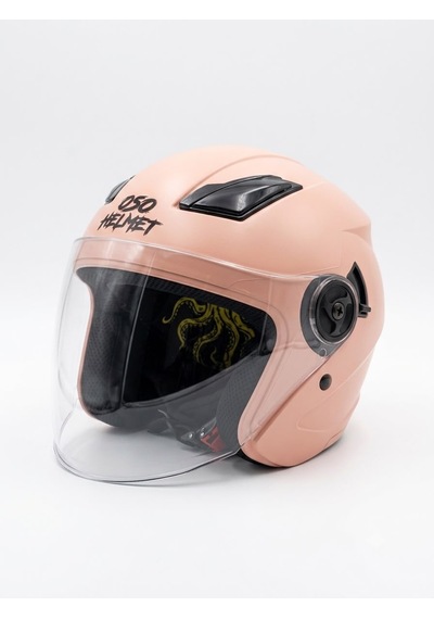 Oso Helmet Yarım Kask Gözlüklü Fusya Pembe - M Beden