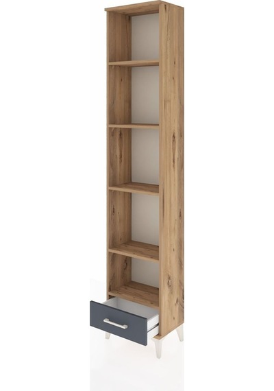 Arges Dolap 5 Raflı Tek Çekmeceli 44x30x221 Çam-antrasit Atlas Çam