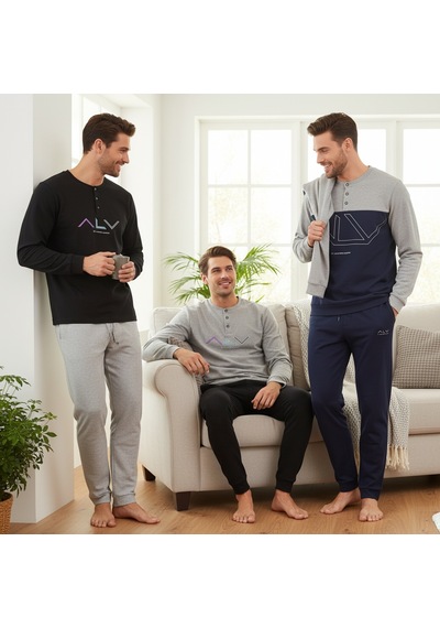 Bonbon Erkek Pamuklu Bohçalık Ve Çeyizlik 3 Adet 2'li Pijama Takımı Bb2481 Çok Renkli