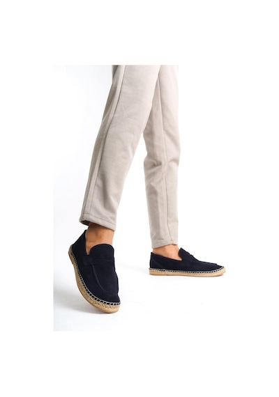Mubiano Hakiki Deri Summer Erkek Jüt Taban Lacivert Süet Espadril & Loafer -mssr1274-lcv Lacivert