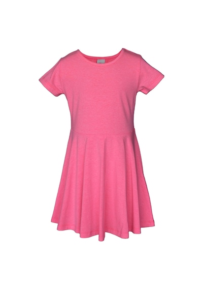 Lovetti Fosfor Fuşya Kız Çocuk Düz Basic Kısa Kol Elbise 9560F012 Fuşya
