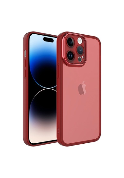 Zeyline Apple Uyumlu iPhone 14 Pro Max Kamera Korumalı Transparan Zore Post Kapak-kırmızı
