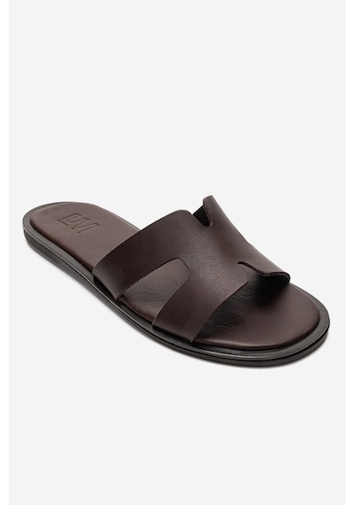 Luvishoes Bıora Kahverengi Hakiki Deri Kadın Terlik